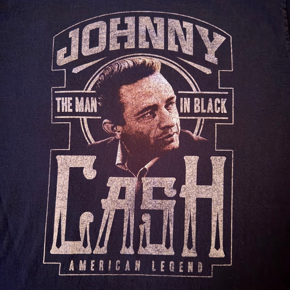 Johnny Cash The Man In Black American Legend Graphic‎ T-Shirt Mens Black Large